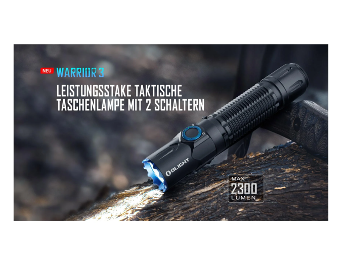 OLIGHT «Warrior 3S» Taschenlampe - Schwarz (2'300 Lumen)