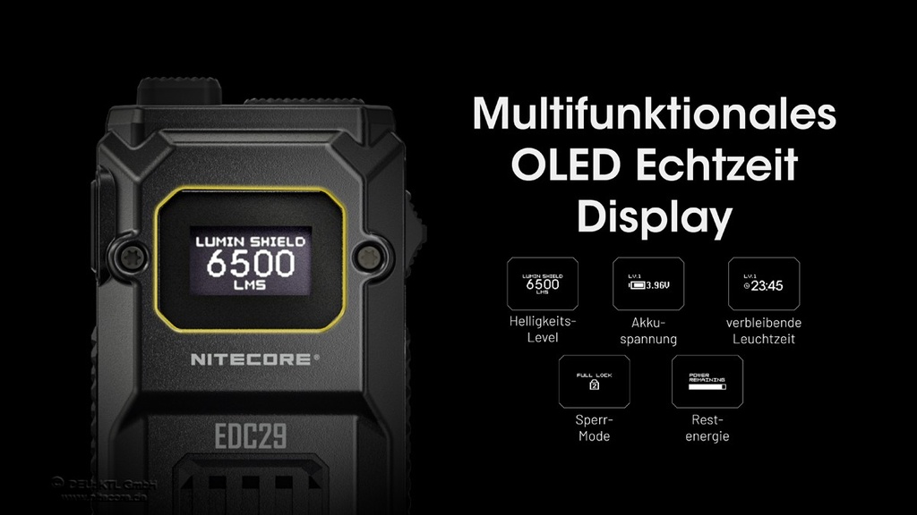 NiteCore EDC29 Taschenlampe - Schwarz (6'500 Lumen)