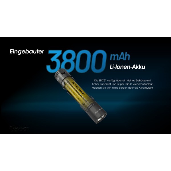 NiteCore EDC31  Taschenlampe - Schwarz (3'500 Lumen)