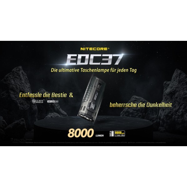 NiteCore EDC37  Taschenlampe - Schwarz (8'000 Lumen)