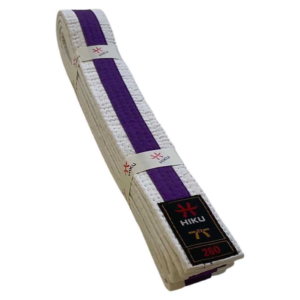 [H10089.280] HIKU Gürtel (weiss mit Streifen violett) (280)