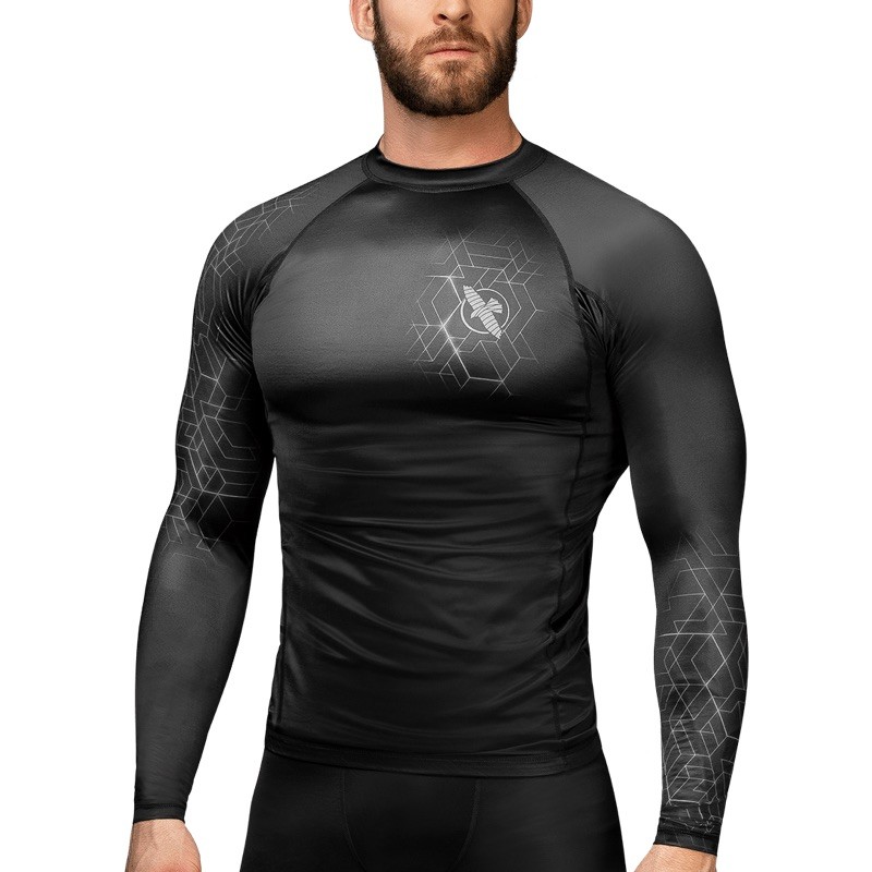 [HBRG03-LS-G.S] HAYABUSA Geo - Rash Guard (langarm, grau) (S)