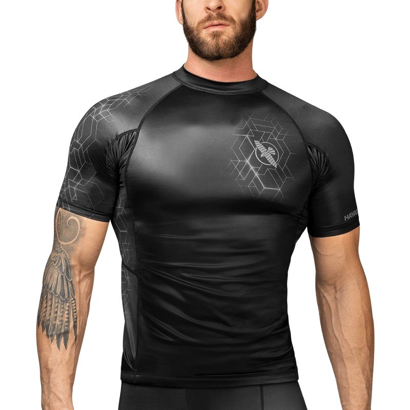 [HBRG03-SS-G.S] HAYABUSA Geo - Rashguard (kurzarm, grau) (S)