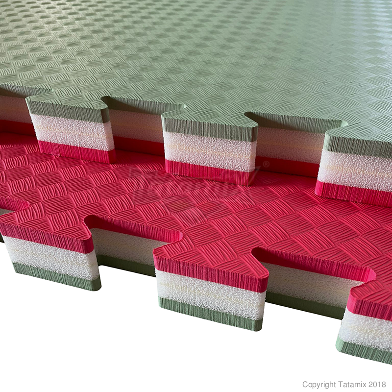 [TAHB40C-RSG] TATAMIX tapis hybride à enfiler - 4 cm d'épaisseur (rouge - vert sauge)