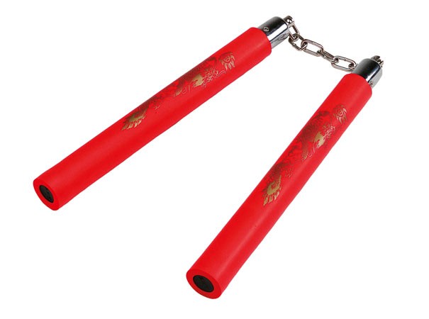 [410123] Nunchaku en mousse, à chaîne (rouge)