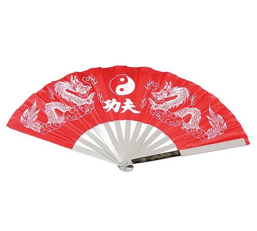 [420206] Tai Chi / Kung Fu Metall-Fächer (rot)