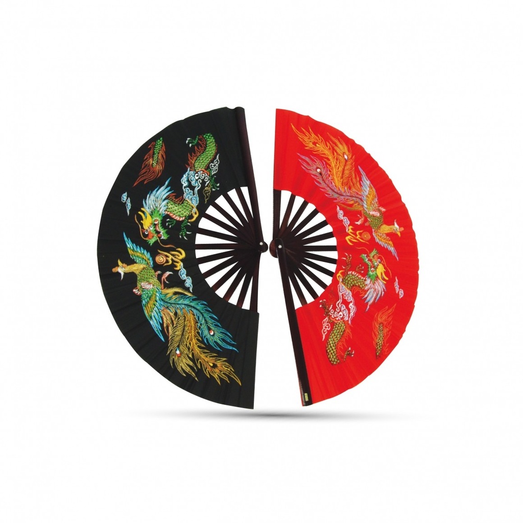 [125202] Tai Chi / Kung-Fu eventail en bois (Schwarz)