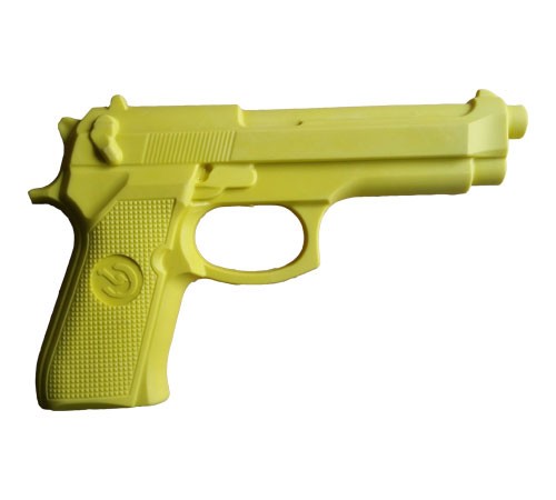Pistolet réplique en caoutchouc dur (jaune)