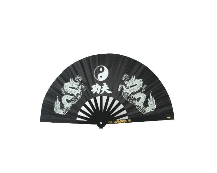 [420207] Éventail métallique de Tai Chi / Kung Fu (noir)